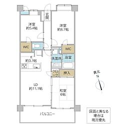サンクレイドル水戸堀町ウィンフォート 3LDKの間取図画像