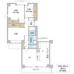 シャドム御茶園 3LDKの間取図画像
