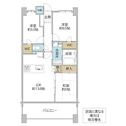 ロイヤルプラザ水戸赤塚 3LDKの間取図画像