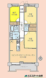 ライオンズガーデンひばりケ丘第2 2SLDKの間取図画像
