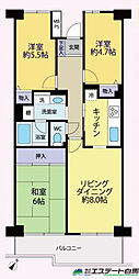 ガーデンシティ狭山1号館 3LDKの間取図画像