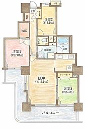 フォーラスタワー所沢 3LDKの間取図画像