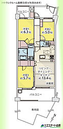 ガーデンズバッハB棟 3LDKの間取図画像