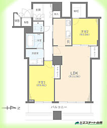 リズムタワー2 2LDKの間取図画像