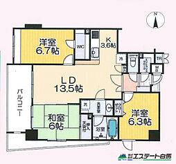 リーベックス所沢パレベージェ 3LDKの間取図画像