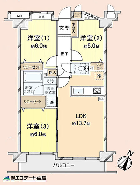 家事動線・生活動線に配慮された住み心地の良い3ＬＤＫ。