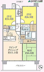 グローリオ鶴瀬 3LDKの間取図画像