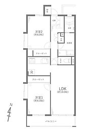リヴェリエ大宮日進 2LDKの間取図画像