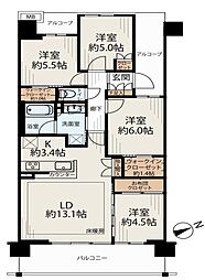 デュオヒルズ西大宮ザ・グランテラス 4LDKの間取図画像