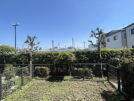 低層住居専用地域ならではのベランダの光景。辺りには高い建物がありません。