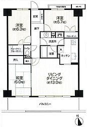 ルネ東松山 3LDKの間取図画像