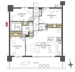 レーベンリヴァーレ坂戸リッツ 3LDKの間取図画像