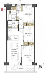 若葉台マンション 3LDKの間取図画像