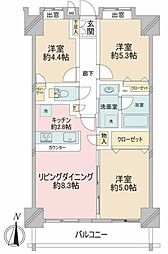 ライオンズマンション本川越駅前 3LDKの間取図画像