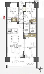 川越パーク・ホームズ 3LDKの間取図画像