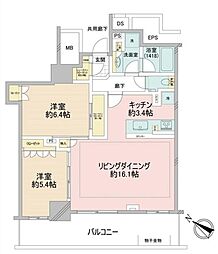 ザ・パークハウス川越タワー 2LDKの間取図画像