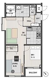 コスモ春日部豊町 1LDKの間取図画像