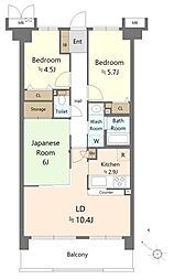 ハイラーク若葉マロニエアベニュー 3LDKの間取図画像