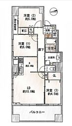 ライオンズ川越新富町 3LDKの間取図画像