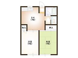 リバーサイド谷頭3 2DKの間取図画像