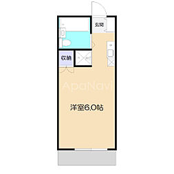 グレーンペアパレス 1階ワンルームの間取り