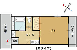 コーポ加茂 2階1Kの間取り