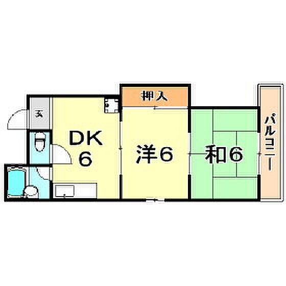 兵庫県神戸市中央区琴ノ緒町２丁目(賃貸マンション2DK・4階・36.80㎡)の写真 その2