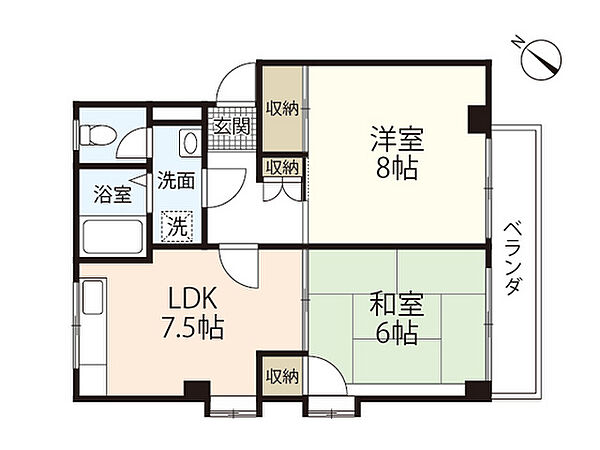 広島県広島市西区高須3丁目(賃貸マンション2DK・2階・48.90㎡)の写真 その2