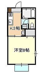 ハイツボヌール 1Kの間取図画像