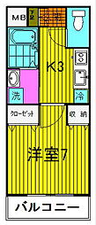 ミハルヒルズ 1Kの間取図画像