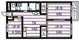 コーポ柏原 3DKの間取図画像