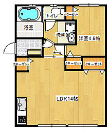 ブロッサムビル 3階1LDKの間取り