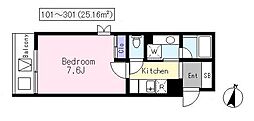 M.Flat 1Kの間取図画像