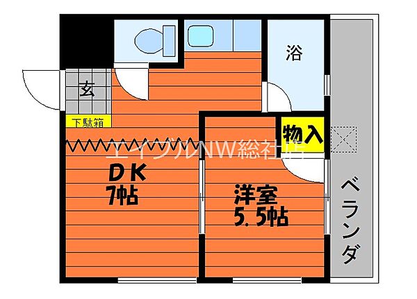 岡山県倉敷市松島(賃貸マンション1DK・4階・32.29㎡)の写真 その2