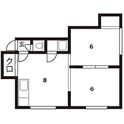サウスヒルズ清田 2DKの間取図画像