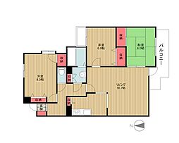 パルナス岳見町 1階3LDKの間取り