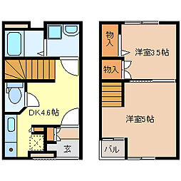 仙台市営南北線 北仙台駅 徒歩12分の賃貸アパート 1階2DKの間取り