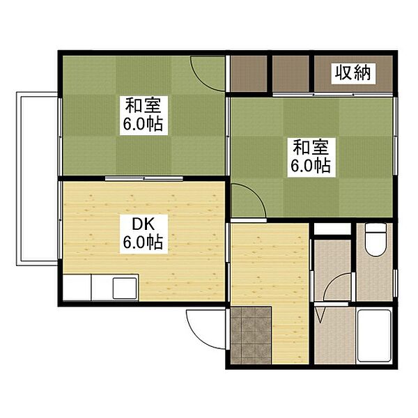 エステートピア戸坂 ｜広島県広島市東区戸坂山根1丁目(賃貸アパート2DK・1階・41.00㎡)の写真 その2