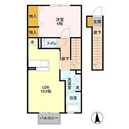 ストラールB 1LDKの間取図画像
