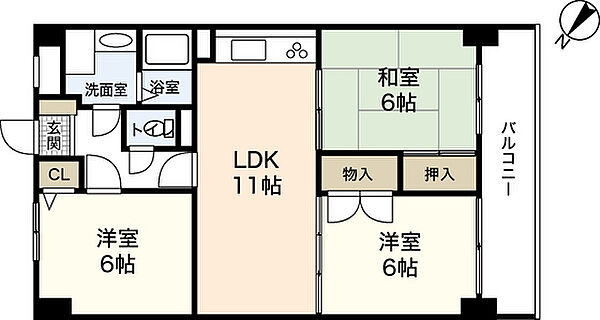 広島県広島市東区戸坂山崎町(賃貸マンション3LDK・4階・65.00㎡)の写真 その2