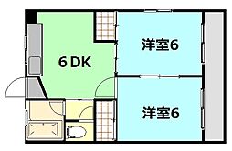 香川ビル 4階2DKの間取り