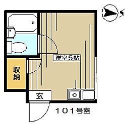 ＵＲＢＡＮ２１ 1階ワンルームの間取り