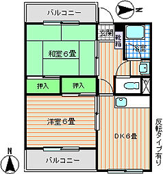 石丸マンション 2DKの間取図画像