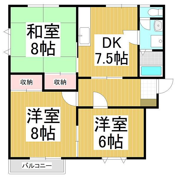 ラプラス栗田 ｜長野県長野市大字栗田(賃貸アパート3DK・2階・62.00㎡)の写真 その2