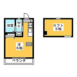 マーブルコート ワンルームの間取図画像