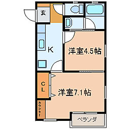ジョイ・フラット 2Kの間取図画像