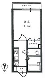 フォレスト広尾 1Kの間取図画像