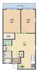 サンハイツ 2DKの間取図画像