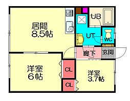 ひまわりコーポ 2LDKの間取図画像