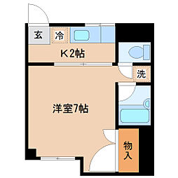 JR仙山線 北仙台駅 徒歩4分の賃貸マンション 3階1Kの間取り